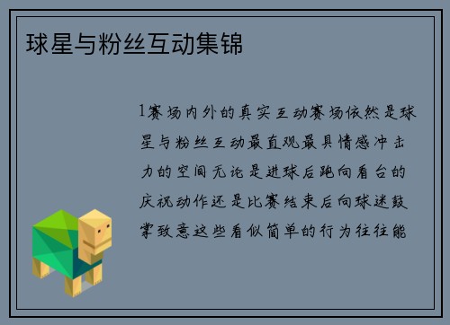 球星与粉丝互动集锦